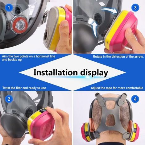 Masque Respiratoire Integral - Filtres Charbon Actif Inclus - Pour Peinture Soudage Polissage Ponçage - 1 Unite (1/4)
