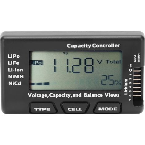 Testeur numérique de tension batterie 2-7s, voltmètre multifonction, indicateur de capacité, mesureur de niveau de puissance (1/5)