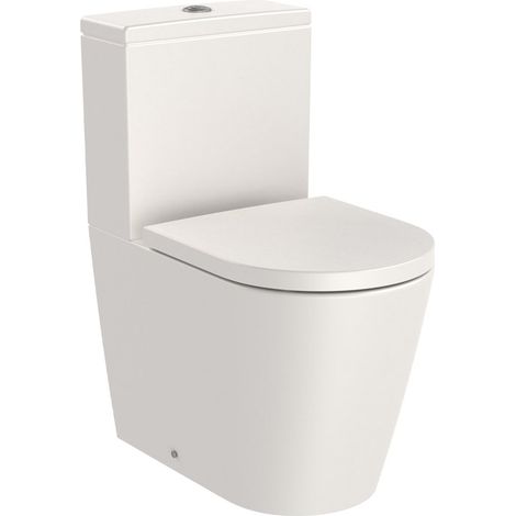 Pack WC sans bride "Inspira Round" Compacte évacuation duale avec abattant frein de chute, déclipsable - Beige (1/5)