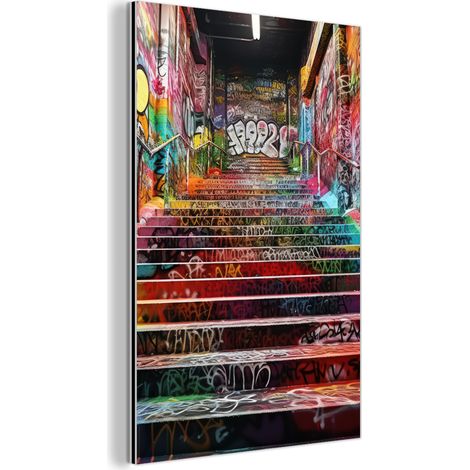 CUADRO DE METAL Escaleras - Graffiti - Colores - Arte Cuadros Para Dormitorio 60x90 (1/5)