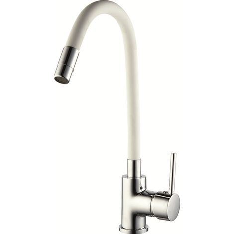 1PZ MISCELATORE LAVELLO A CANNA ALTA FLESSIBILE col. Bianco
