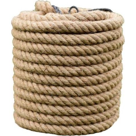 Corde en Jute Naturelle 16 mm / 18 mm / 20 mm, Chanvre Robuste pour Jardinage, Emballage et Décoration de la Maison (18mm) (1/4)