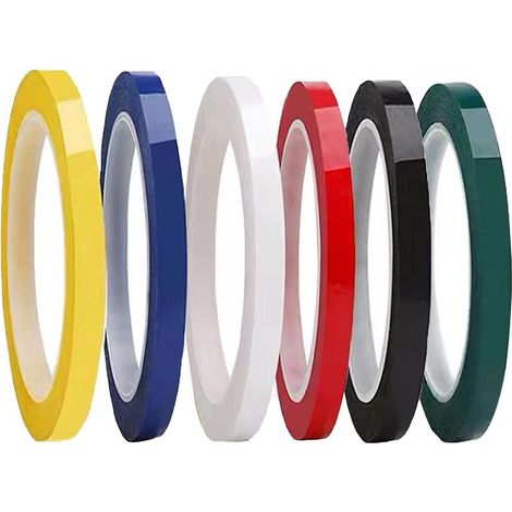 Lot de 6 rouleaux de ruban adhésif pour tableau blanc - 5 mm x 66 m - Pour tableau blanc - Pour tableau blanc - Gridding Tape - 6 couleurs - Pour le marquage artistique - Artisanat (5 mm) (1/4)