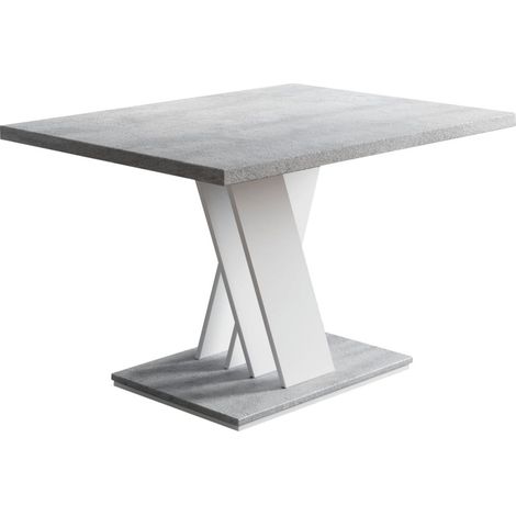 Dusine – Table basse fixe béton et blanc 100 x 70 cm – Mélaminé certifié FSC – Design moderne pour salon contemporain (1/4)