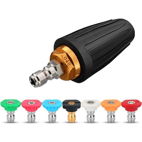 Kit buses nettoyeur haute pression, buse rotative turbo 7 pointes, raccord rapide 1/4, 4000 Psi, réf 406689, noir (1/5)