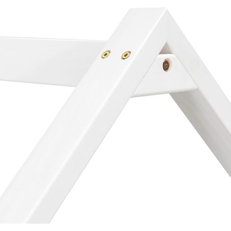 Kinder-Hausbett 90 x 200 cm, weißes Holz, Regale, ohne Matratze – MEUBLIV (1/5)