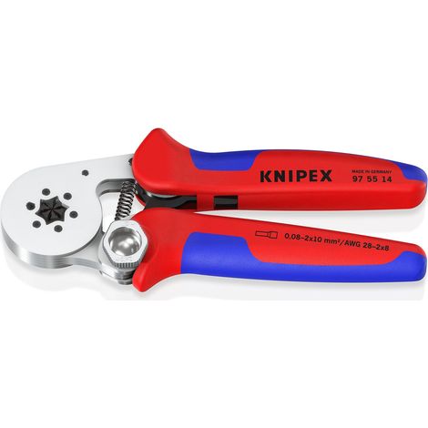 KNIPEX 97 55 14 SB Pinza per terminali a bussola, con regolazione automatica per crimpaggio laterale con manici multicomponente cromata 180 mm (1/5)