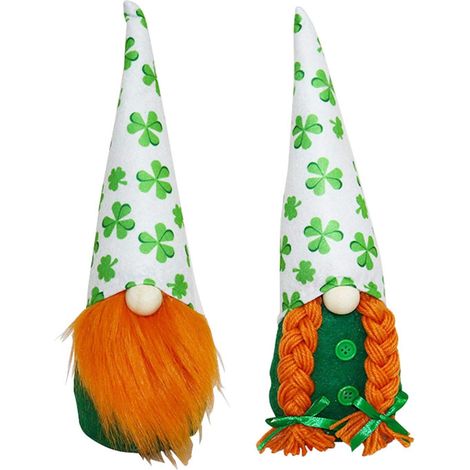 Lot de 2 nains décoratifs pour la Saint-Patrick, elfe irlandais, nain suédois, ornement elfe irlandais vert, poupée naine Tom Te (1/3)