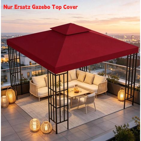 Telo di ricambio per gazebo 3 x 3 m, impermeabile, poliestere 180 g/m², bordeaux OKMYHOME (1/5)