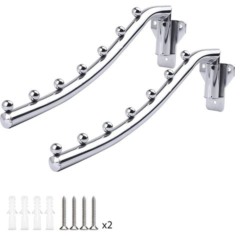 Porte Cintre Mural, Cintre Pliable Mur, Cintres Séchoirs Vêtements Système de Suspension Acier Inoxydable Vêtements de Support Tringle de Placard pour Salle de Bain Balcon Intérieur Extérieur, 2 PCS (1/5)
