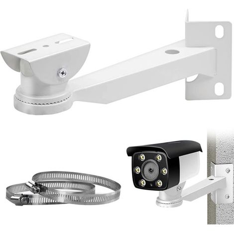 Support Camera d'angle Surveillance Exterieur, Support Metal Massif avec 2 Boucles Verticale Montage sur Poteau pour CaméRa de SéCurité, pour Cameras VidéOsurveillance, Panneaux Solaires (1/4)