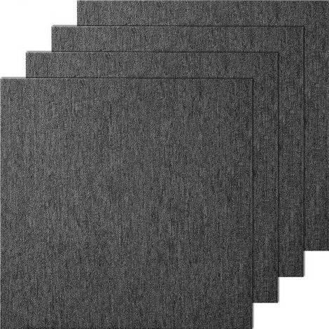 Teppichfliesen, 500 x 500 x 5 mm, Teppichboden mit angebrachter Polsterung, weich gepolsterte Teppichfliesen, einfache DIY-Installation für Schlafzimmer und Wohnzimmer (20 Stk., Dunkelgrau) (1/5)