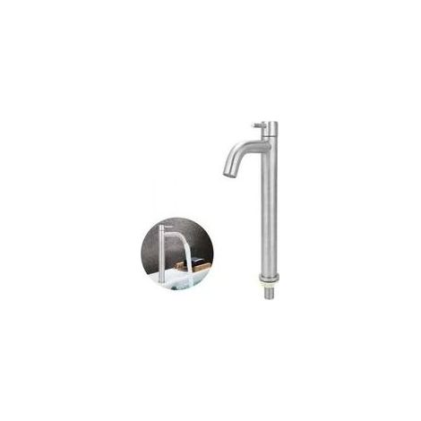 Robinet simple en acier inoxydable pour eau froide, robinet de lavabo - Crezuo (1/4)