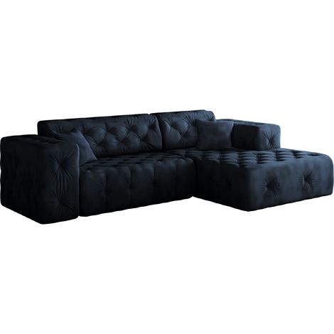 Freistehendes Ecksofa, stark gesteppt, weich, elegant LUX stoff Whisper Rechts Blau (1/4)