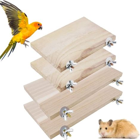 Hamster Platform Corner Cage Wooden Rectangular Boards Chinchilla Wooden Stepping Stones Parrots Squirrel Guinea Pig Hamster Spring Boards Small Animals (1/5)