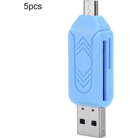 5er-Pack USB 2.0 OTG-Kartenleser für Mobiltelefone und Computer, kompatibel mit Android und Xiaomi (blau) (1/5)