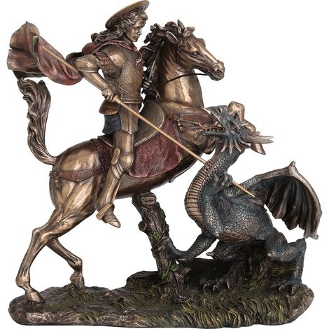 Signes Grimalt Figura Mitológica Figuras  San Jorge A Caballo Y Dragon Bronce Dorado 14x26x26cm 31230 (1/3)