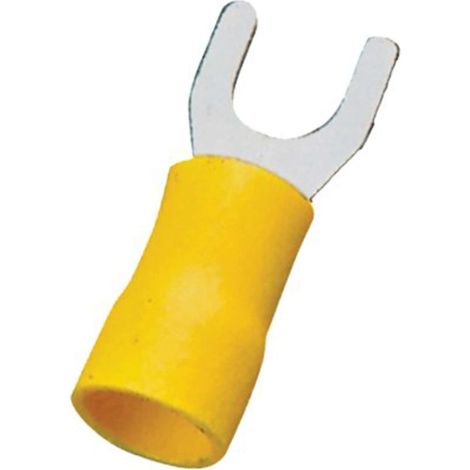 TERMINALE A FORCELLA A STRINGERE  - GIALLO X CAVO MMQ 4,0/6,0 FORO MM 6,0 CF=PZ 15 - 12 confezione