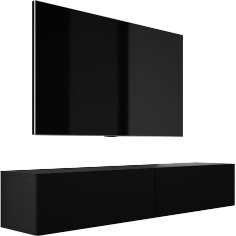 Meuble TV Suspendu, 170 x 34 x 32 cm, Noir Mat (1/5)