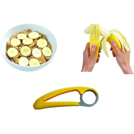 Bananenschneider mit 6 Klingen in modernem Design, gelb