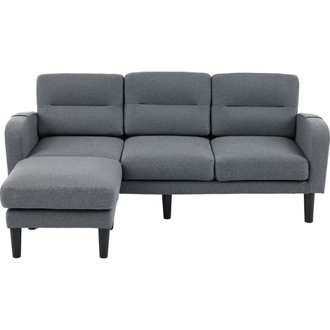 GagaCanapé d'angle L 3 places 204x136x80 cm gris (1/5)