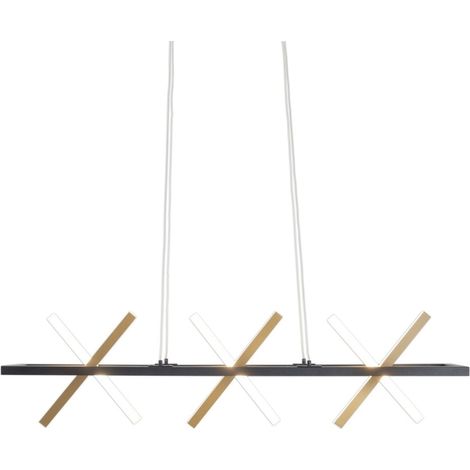 Suspension LED Design Moderne 31W 3000K Blanc Chaud en Métal Doré et Noir L 100 cm - PANGIVO (1/5)
