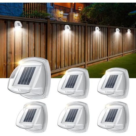Lot de 6 éclairages muraux solaires LED extérieurs – Lumière blanche – Lampes décoratives étanches pour murs, escaliers et terrasses (1/5)