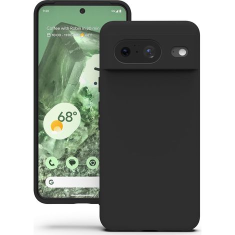 Coque en silicone pour Google Pixel 8 5G, douce au toucher, antichoc, anti-poussière, antidérapante, protection intégrale - Noir (1/5)