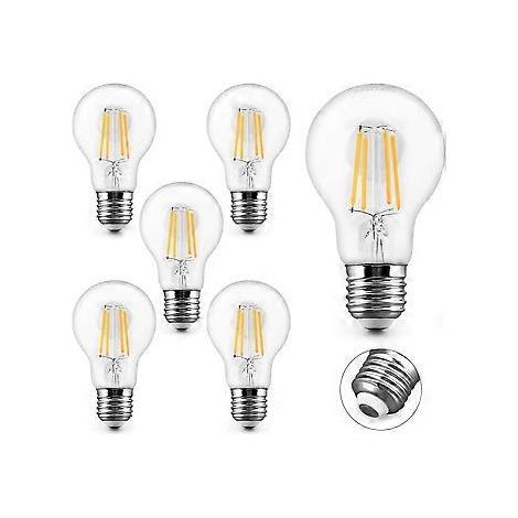 6er-Pack E27 LED-Filamentlampen, warmweiß (2700 K), 4 W, 400 lm (entspricht einer 40-W-Halogenlampe), Energiesparlampe, A60-Vintage-Edison-Glühbirne