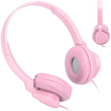 Wired Over-Ear Headphones with Microphone for Gaming, Music, and FM Radio - Pink (1/5)