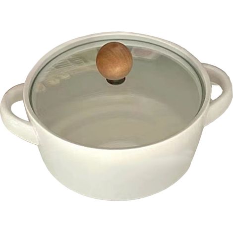 Bols à soupe multifonctionnels de 15 cm en céramique à isolation thermique avec couvercle à double poignée, parfaits pour les nouilles instantanées, les soupes et le riz. (1/5)