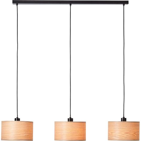 BRILLIANT Lampe, Romm Pendelleuchte 3flg holz hell/schwarz, 3x A60, E27, 52W, Kabel kürzbar / in der Höhe einstellbar (1/5)
