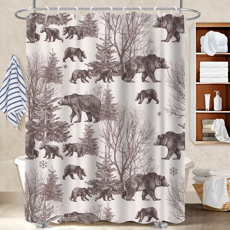 Rideau de douche en polyester 180x180 avec 12 œillets bâche de douche pour hôtel / airbnb (1/5)