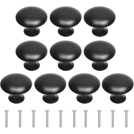 Boutons De Placard De Cuisine, Poignées De Tirage Avec Vis, Boutons De Placard Ronds En Métal Quincaillerie Poignées De Tiroir Pour Tiroir, Placard, Commode, Armoire (10, Noir) (1/5)