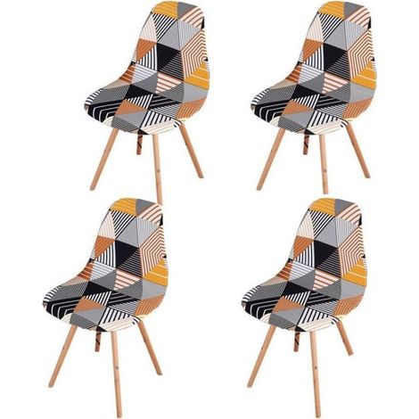 Set of 4 Scandinavian Chair Covers, Stretch Dining Room Chair Covers, Universal Armless Chair Cover for Living Room Kitchen Home Decoration (1/5)