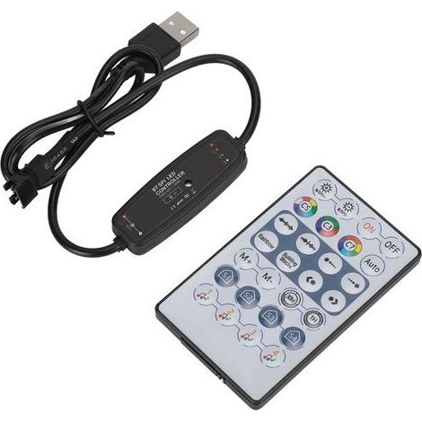 Pilote de ruban LED RGB Bluetooth sans fil avec télécommande USB, mode musical couleur rêve pour bande lumineuse 5V (1/5)