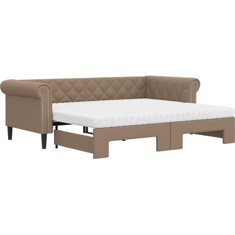 Maison Exclusive - Divano Letto Estraibile Materassi Cappuccino 90x200 Similpelle (1/5)