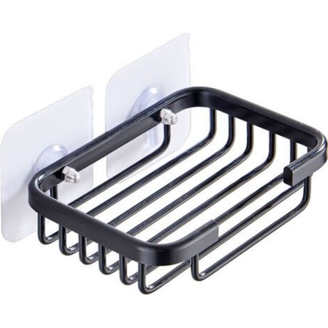 Porte-Savon de Salle de Bain adhésif en Aluminium pour Salle de Bain et Toilettes, sans perçage (Noir) (1/5)