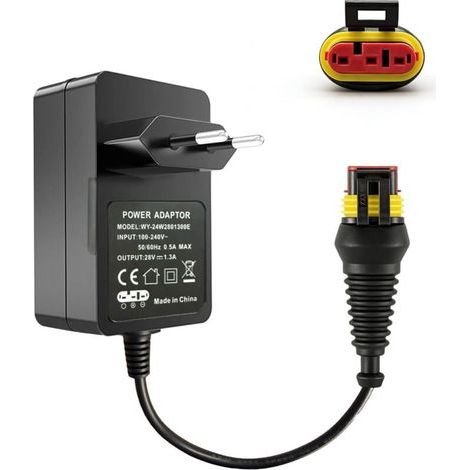 Adaptateur secteur 28 V 1,3 A compatible avec Husqvarna Automower 105/305/310/315/315X/310 Mark II/Gardena R38Li/R40Li/R45Li/R50Li/R70Li/R75Li/R80Li/Sileno Life/City/Minimo/McCulloch Rob R600/R800 - (1/5)