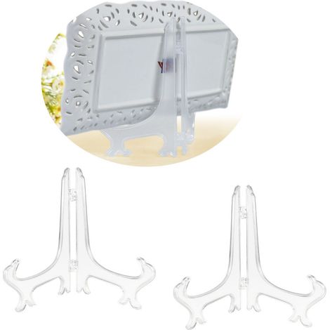 Lot de 2 porte-assiettes en plastique, hauteur 20 cm, pour assiettes décoratives de 21 à 24 cm de diamètre, idéal pour exposer et présenter les assiettes (1/4)