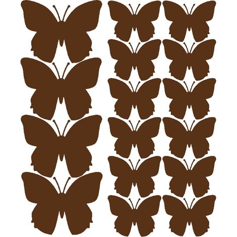 Pegatinas de mariposas para pared, 32 unidades, color marrón mate. (1/2)