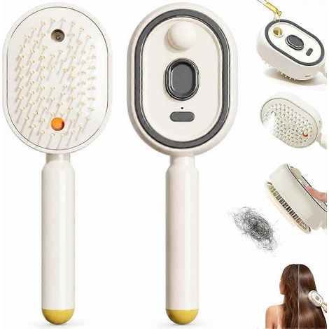 Brosse chauffante électrique à coussin d'air massant avec brumisateur, brosse vapeur électrique pour cheveux, brosse de coiffage antistatique rechargeable avec brumisateur fin (1/5)