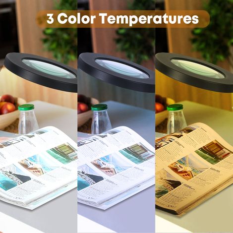 Lampe de réparation à pince avec loupe 5X à bras articulé USB