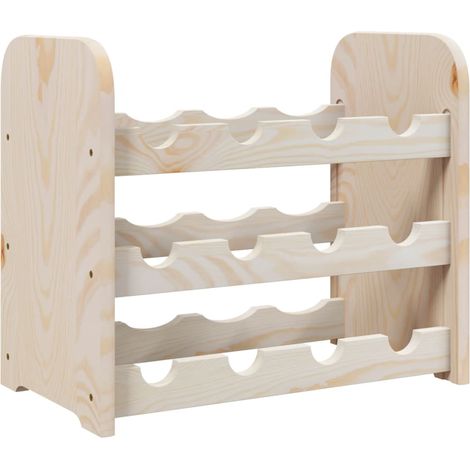 Casier range bouteilles étagère de rangement vin jusqu'à 12 bouteilles 43 x 25 x 37 cm bois de pin DEC024354 (1/5)