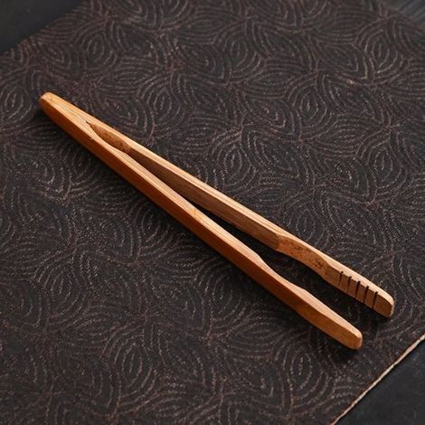 Pinces alimentaires - Ustensiles de cuisine - Bambou - Lot de 2 - Anti-chaleur - Marron