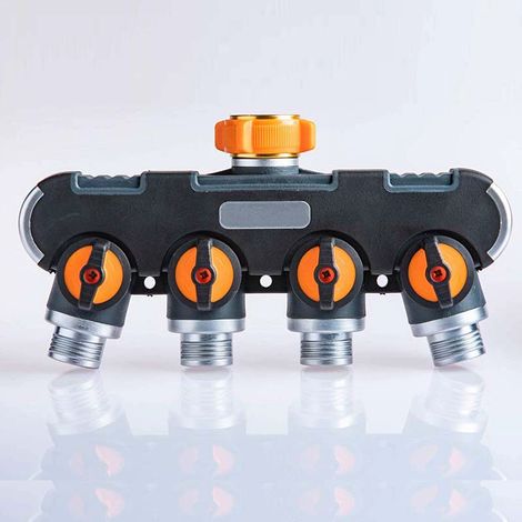Répartiteur de Robinet 4 Sorties pour Arrosage de Jardin – Diviseur d’Eau 1 Entrée 4 Sorties avec Joints pour Irrigation et Tuyau (1/4)