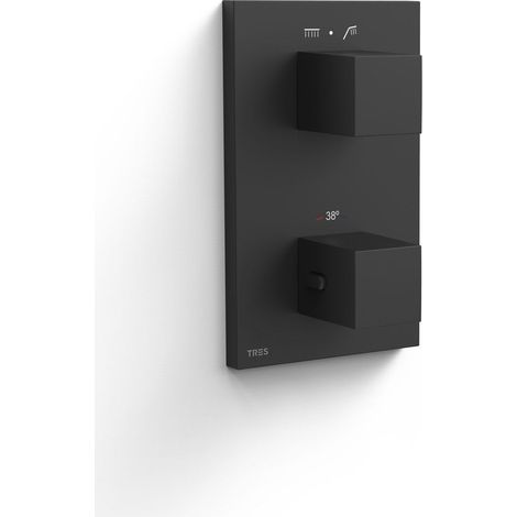 TRES 00625001NM THERM-BOX Pieza Vista para Caja Empotrada de 2 Vías Color Negro Mate - ref: 00625001NM