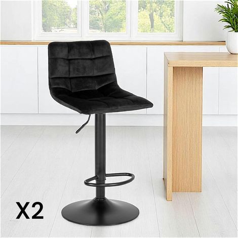 Tabouret de bar noir velours, réglable en hauteur et pivotant (lot de 2) SAVONE (1/5)