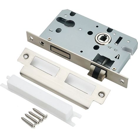 Boîtier de Serrure Axe 50 Version Cylindre - Coffre Galvanisé, Têtière Inox, Sans Gâche - Modèle Encastrable pour Porte d'Entrée - Finition Grise