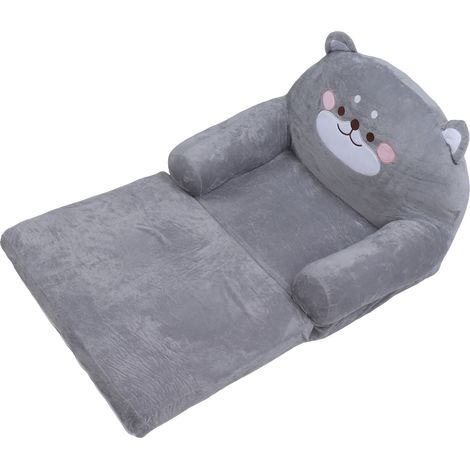 Fauteuil Enfant Chien Gris Motif Pliable Poignée Large Tissu Respirant pour Lecture Détente Sieste 2 Couches (1/5)